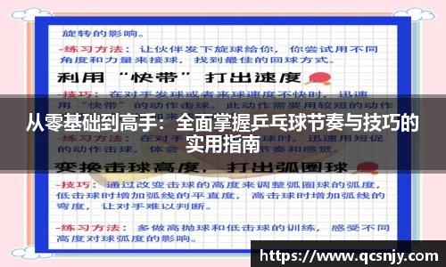 从零基础到高手：全面掌握乒乓球节奏与技巧的实用指南